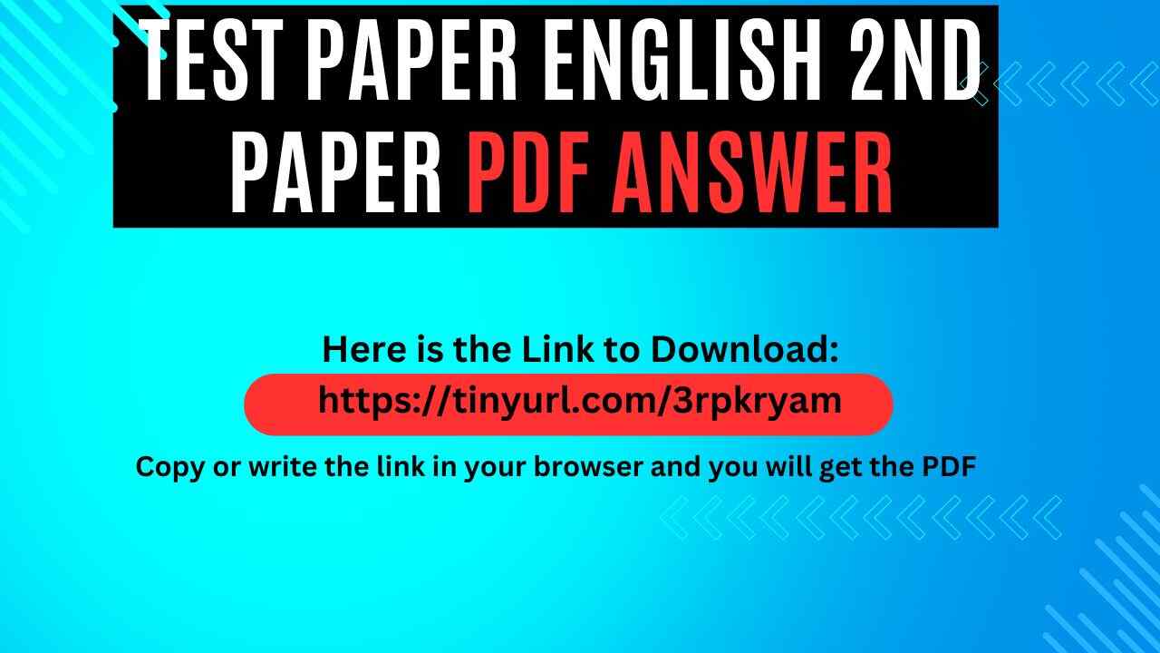 SSC English Test Paper PDF Answer 2025 Free